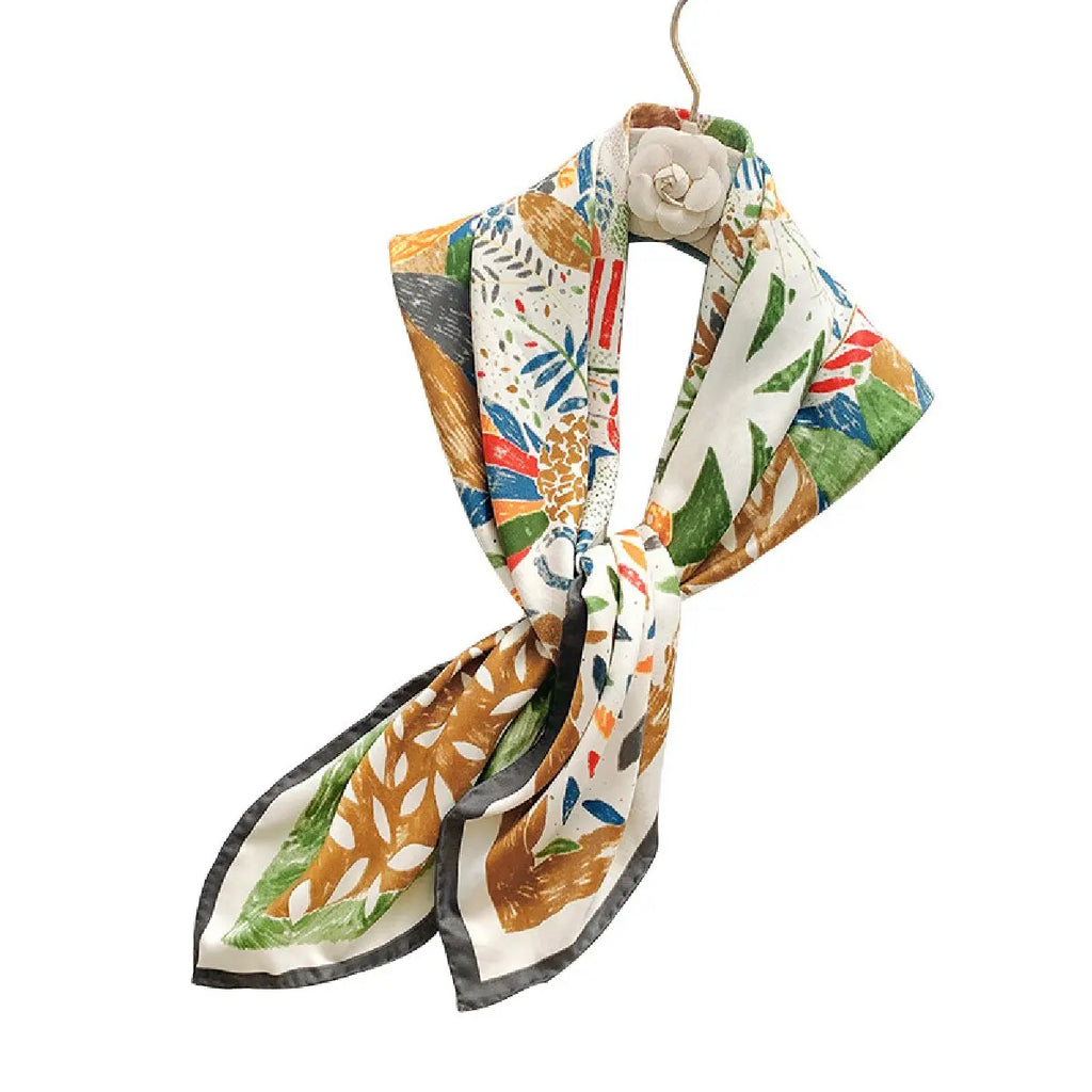 Geometric Satin Square Scarf – Silk Shawl & Bandana for Women Fashion Square Scarf SWANS