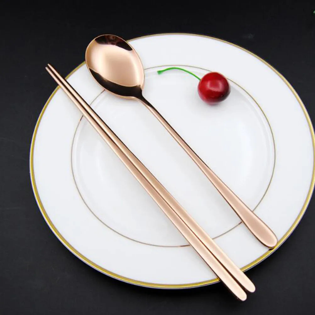 SWANS 4-Set Stainless Steel Chopstick & Spoon Flatware Set Flatware Cutlery Set SWANS