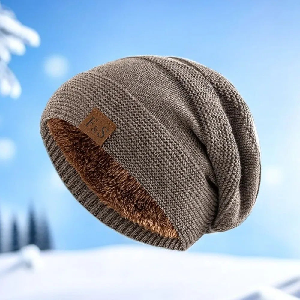 Fur Lined Knit Winter Beanie Hat – Slouchy Cuffed Unisex Cap Winter Beanie Hat SWANS