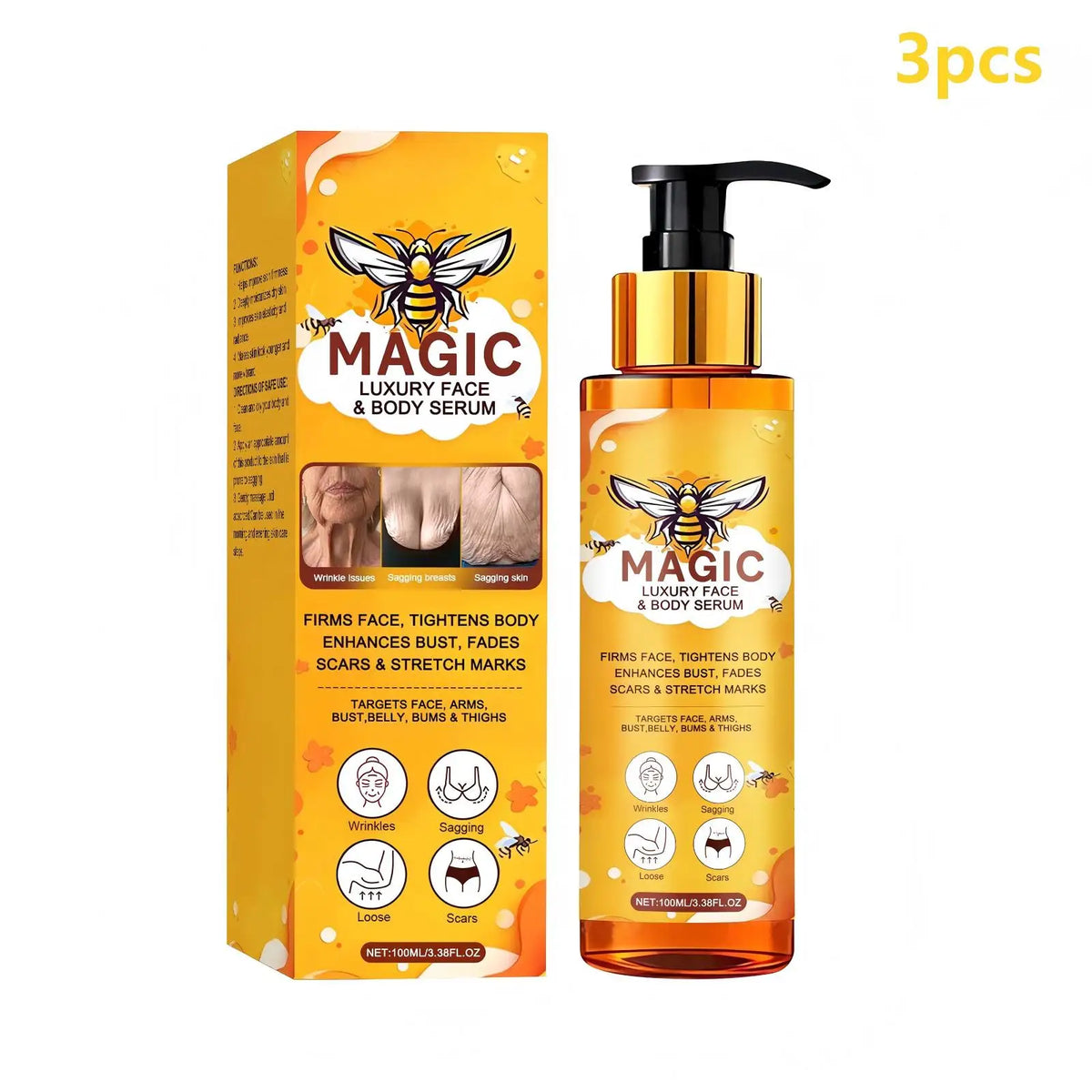 Bee Venom & Hyaluronic Acid Body Serum – Firming Skin Body Firming Serum SWANS 3pcs