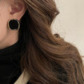 Irregular Square Geometric Stud Earrings – Trendy Metal Stud Earrings SWANS Black