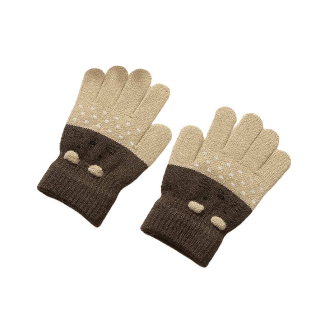 Kids Winter Knitted Mittens – Warm Windproof Gloves Ages 3–10 Kids Winter Mittens SWANS Khaki