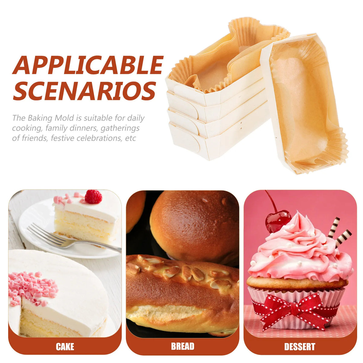 Wooden Baking Mold Set with Paper Liners – 5 Pack Eco-Friendly Wooden Baking Mold SWANS