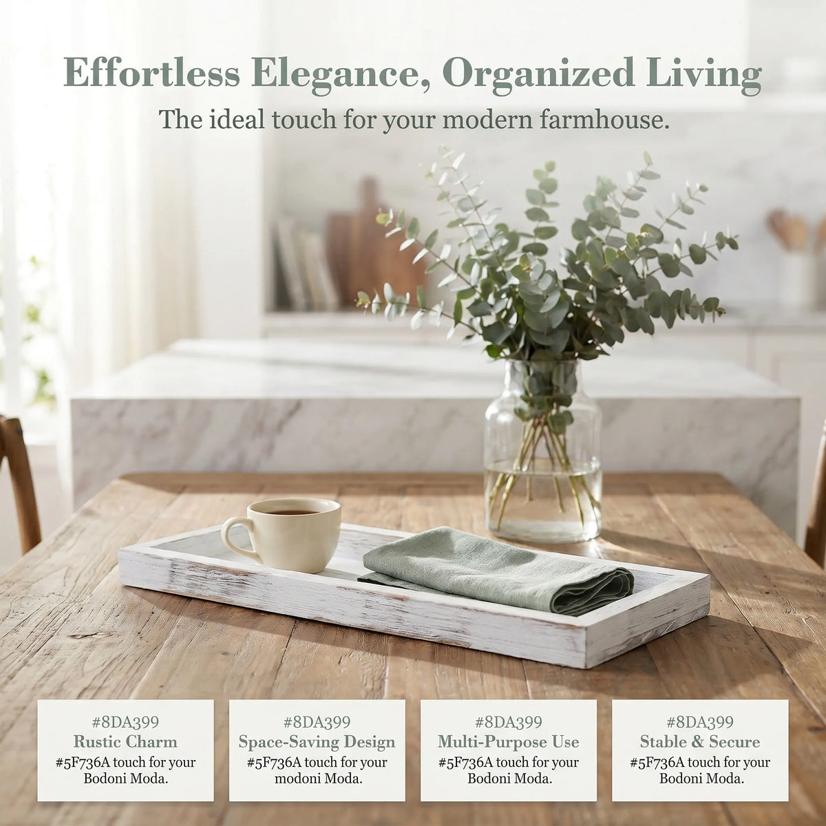 2-Pack Rustic Wooden Farmhouse Decorative Rectangle Trays Decorative Wood Tray SWANS