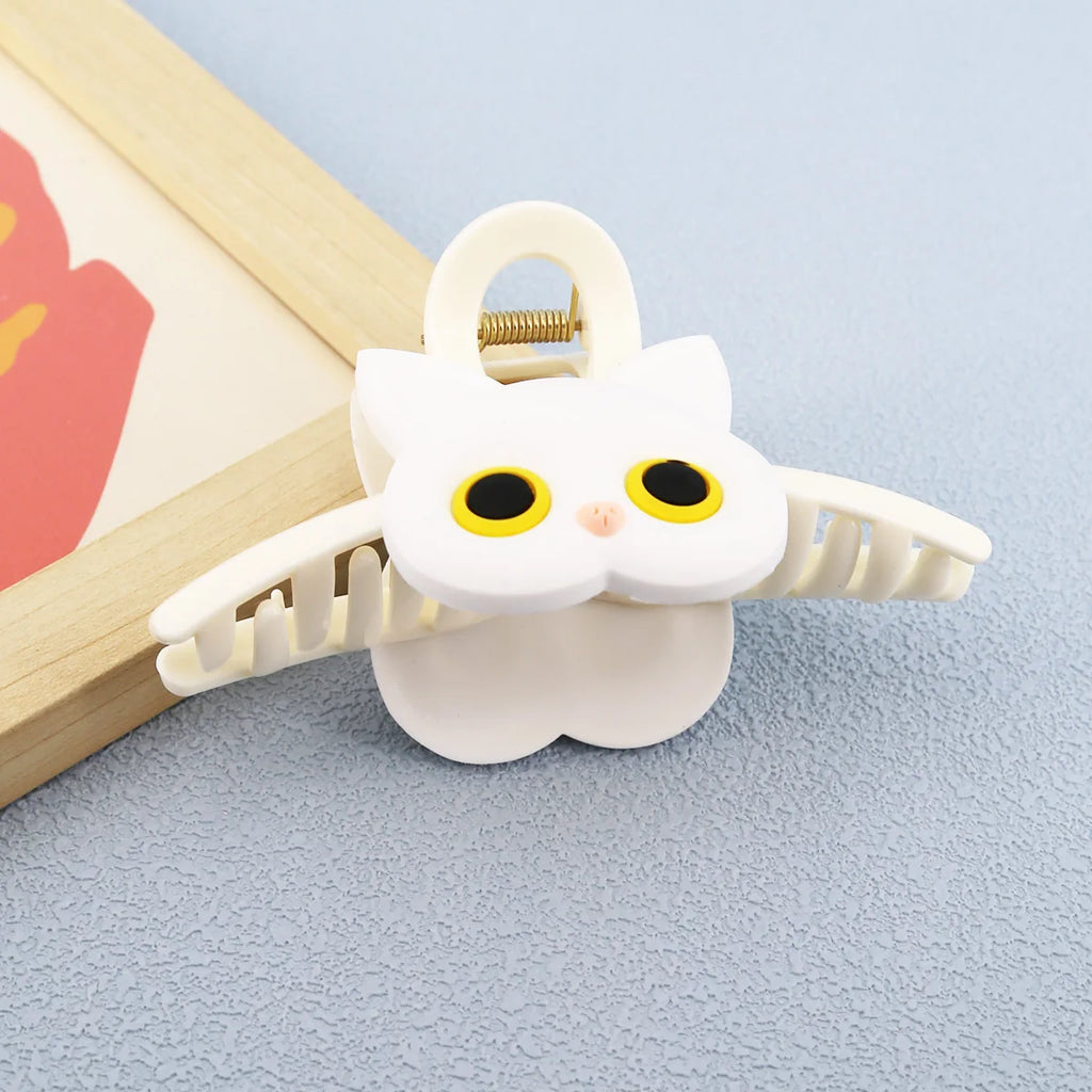 Cute Cat Shark Claw Clip – Large Hair Grip for Women Hair Claw Clip SWANS White