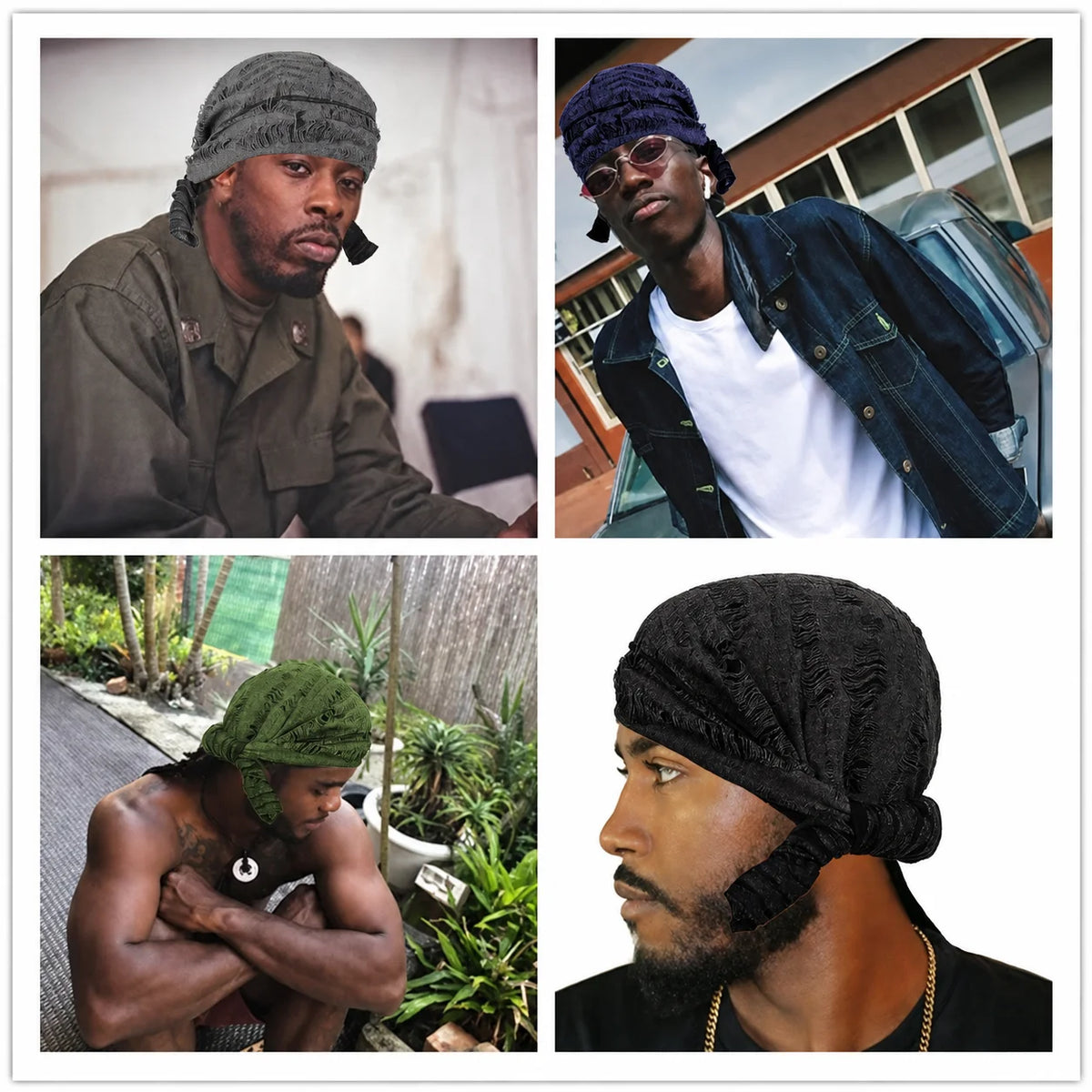 Distressed Pirate Skull Cap Durag Brimless Beanie – 9 Colors Skull Cap Durag SWANS
