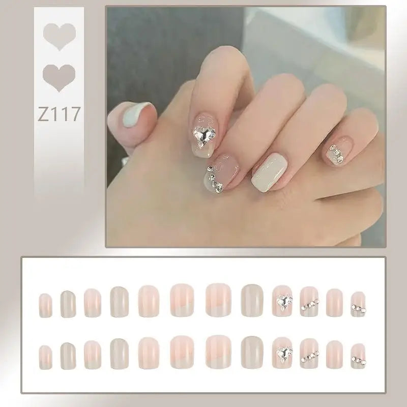 Press-On French Tip Acrylic Nails – 24pc Short Fake Nail Set