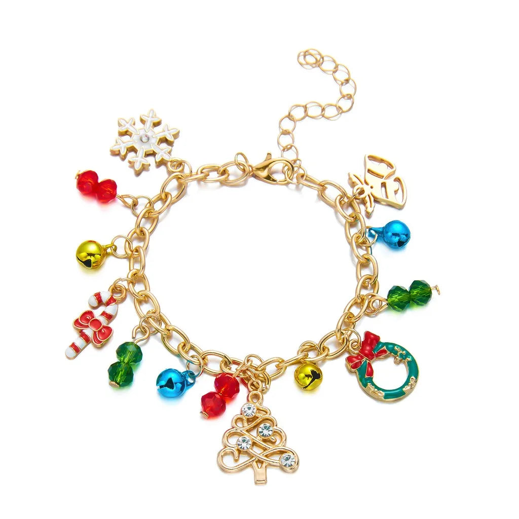 Christmas Charm Bracelet – Unisex Adjustable Beaded Holiday Charm Bracelet SWANS