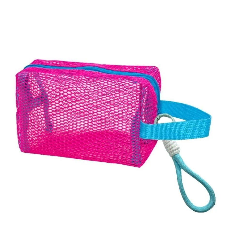 SWANS Mesh Makeup Bag – Large Capacity Travel Cosmetic Organizer Cosmetic Storage Bag SWANS Rose Red-Handheld One Size