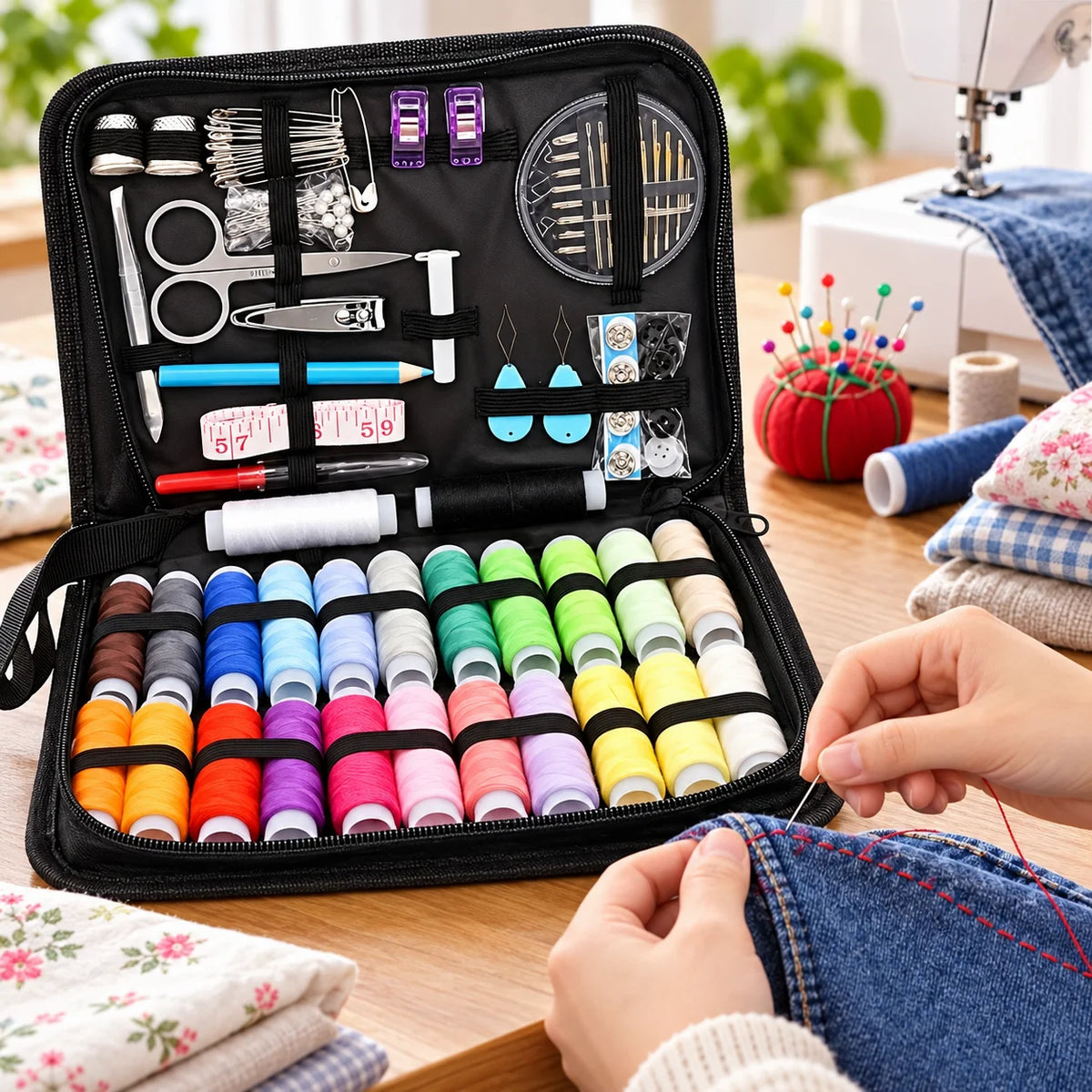 Premium Portable Sewing Kit – Thread, Needles & More Sewing Kit Set SWANS 1Set United States
