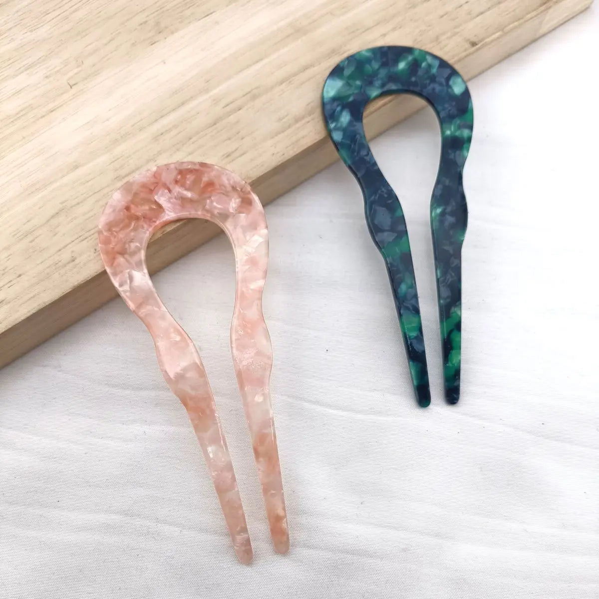 U-Shaped Tortoiseshell Acetate Hair Fork for Women Hair Fork SWANS 2 PCS FJZL