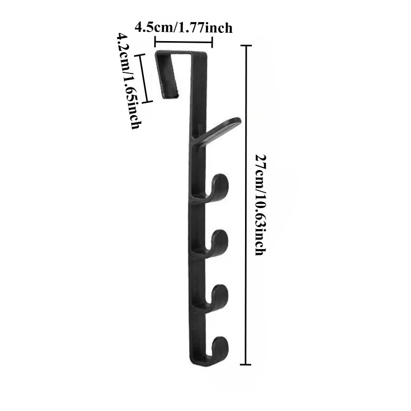 SWANS 5-Hook Behind the Door Rack – No-Drill PP Organizer Door Hook Rack SWANS