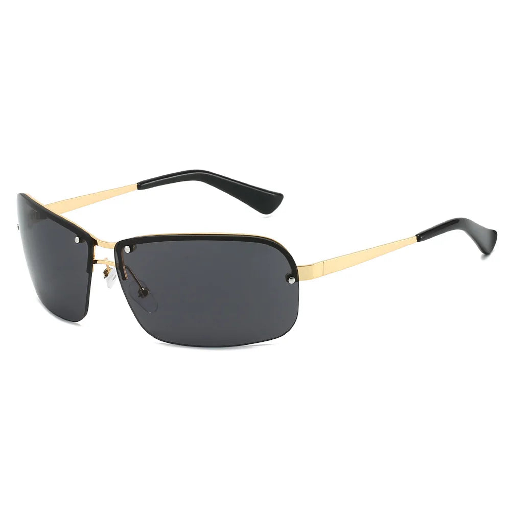 TOYEARN Y2K Rimless Sunglasses – UV400 Gradient Metal Frame Fashion Sunglasses SWANS Black