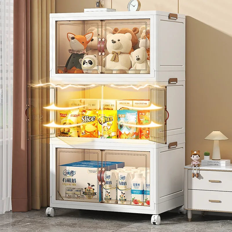 Multi-Layer Folding Storage Box Organizer with Wheels 12L Folding Storage Organizer SWANS
