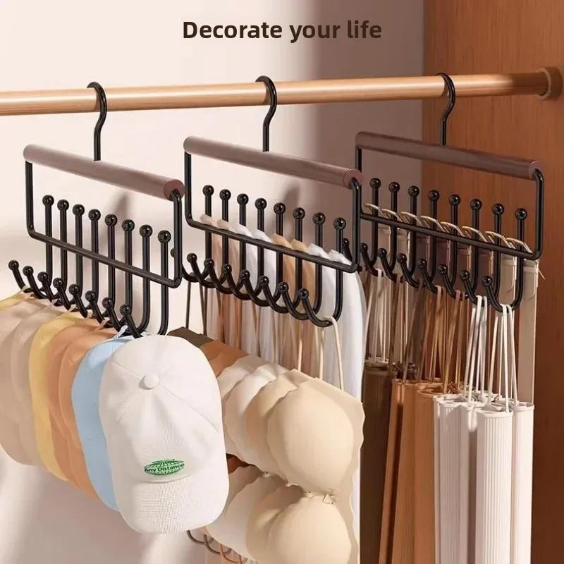 Wooden Hat Rack Organizer with Hooks – Caps, Belts & Ties Hat & Accessory Rack SWANS