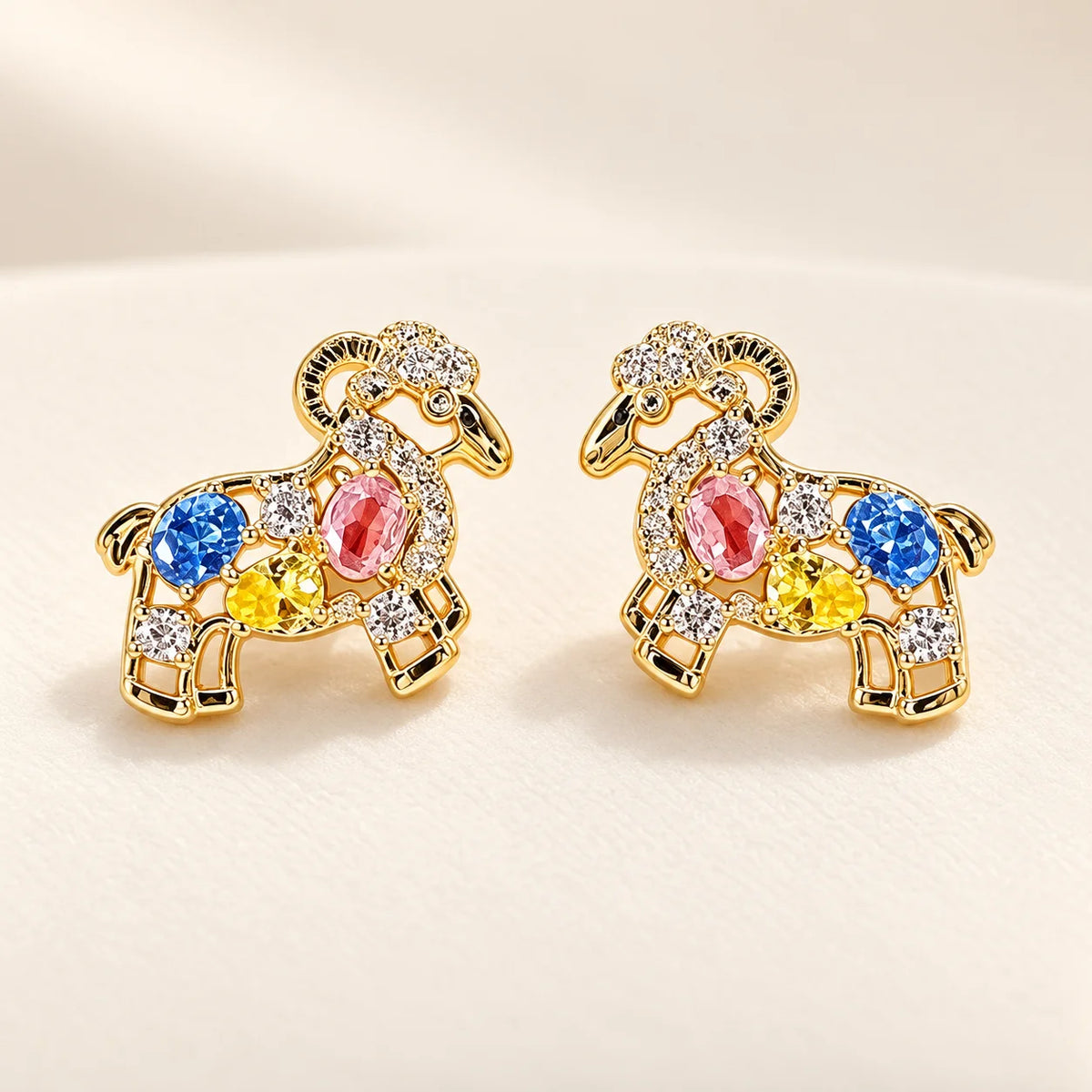 Ram Stud Earrings – Colorful Animal Fashion Jewelry for Women Fashion Stud Earrings SWANS