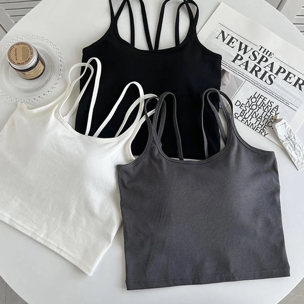 Women's Padded Camisole Tank Top – Seamless Bralette Vest Padded Camisole Top SWANS