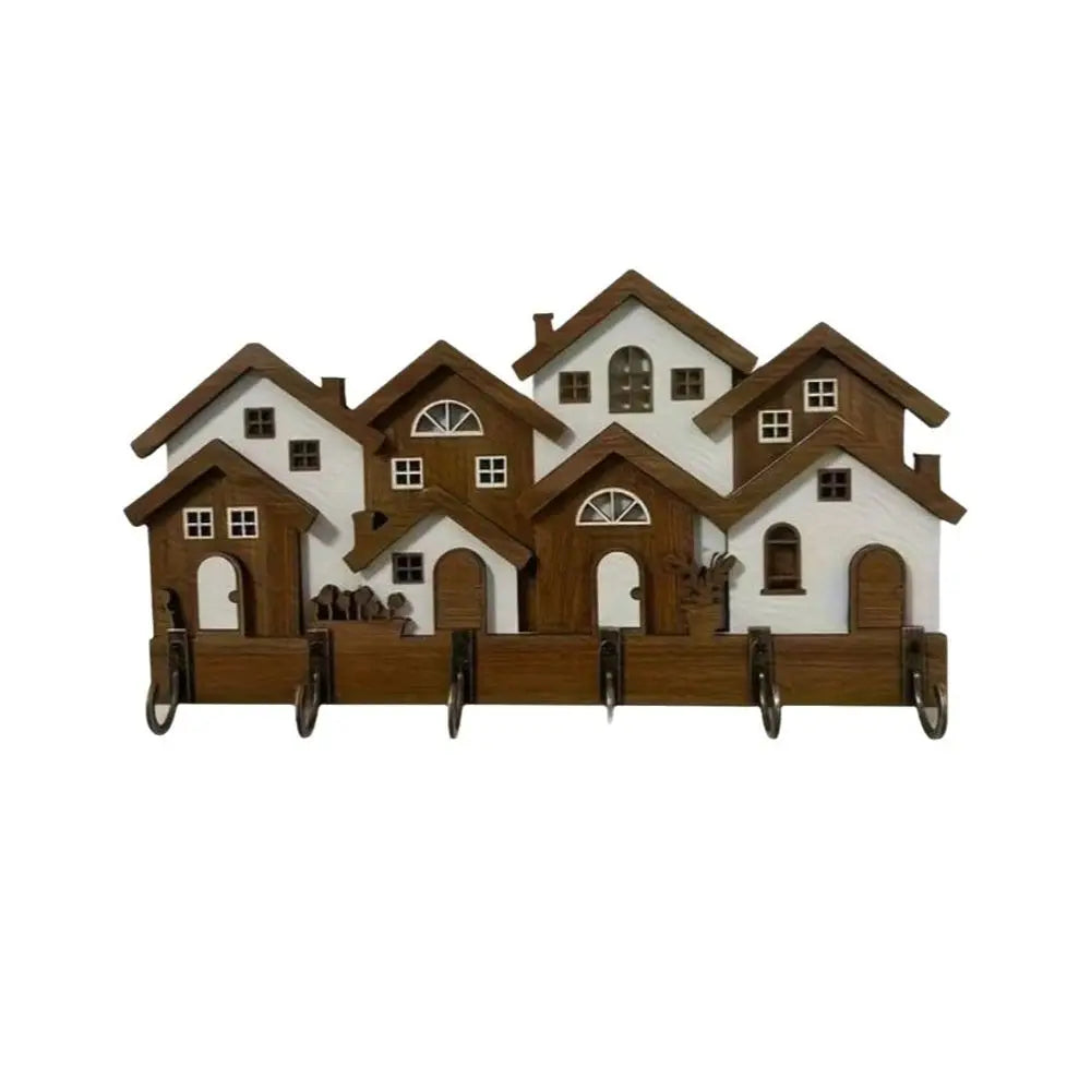 Wooden House Key Holder – Wall Mounted Decorative Key Rack Wall Key Rack SWANS