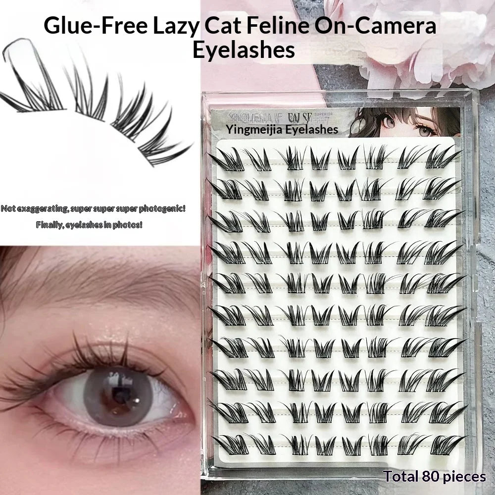 Self-Adhesive Cat Eye False Lashes – Fluffy Wispy DIY False Eyelashes SWANS