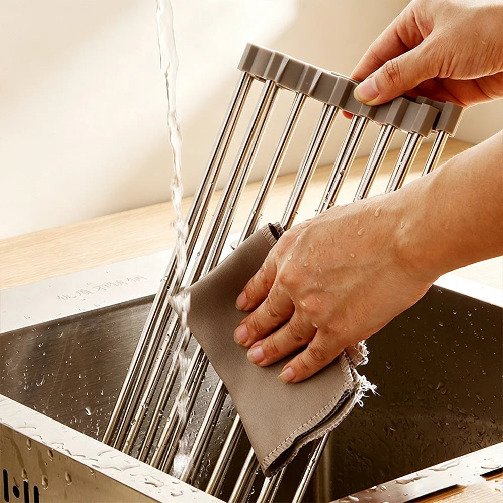 SWANS Foldable Stainless Steel Sink Drain Rack & Dish Organizer Sink Drain Rack SWANS