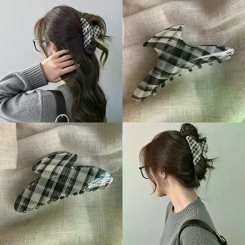 Plaid Acrylic Hair Claw Clip – Retro Vintage Style for Women Hair Claw Clip SWANS