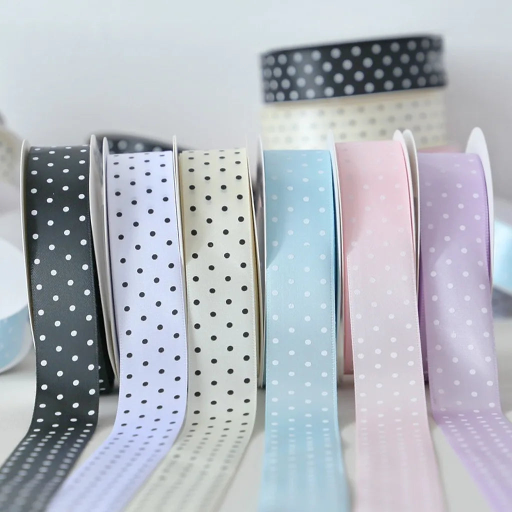 Polka Dot Polyester Craft Ribbon 2.5cm 25 Yards – DIY Bows Craft Ribbon SWANS