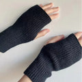 Soft Knit Fingerless Gloves – Warm Half Finger Mittens Fingerless Knit Gloves SWANS Black