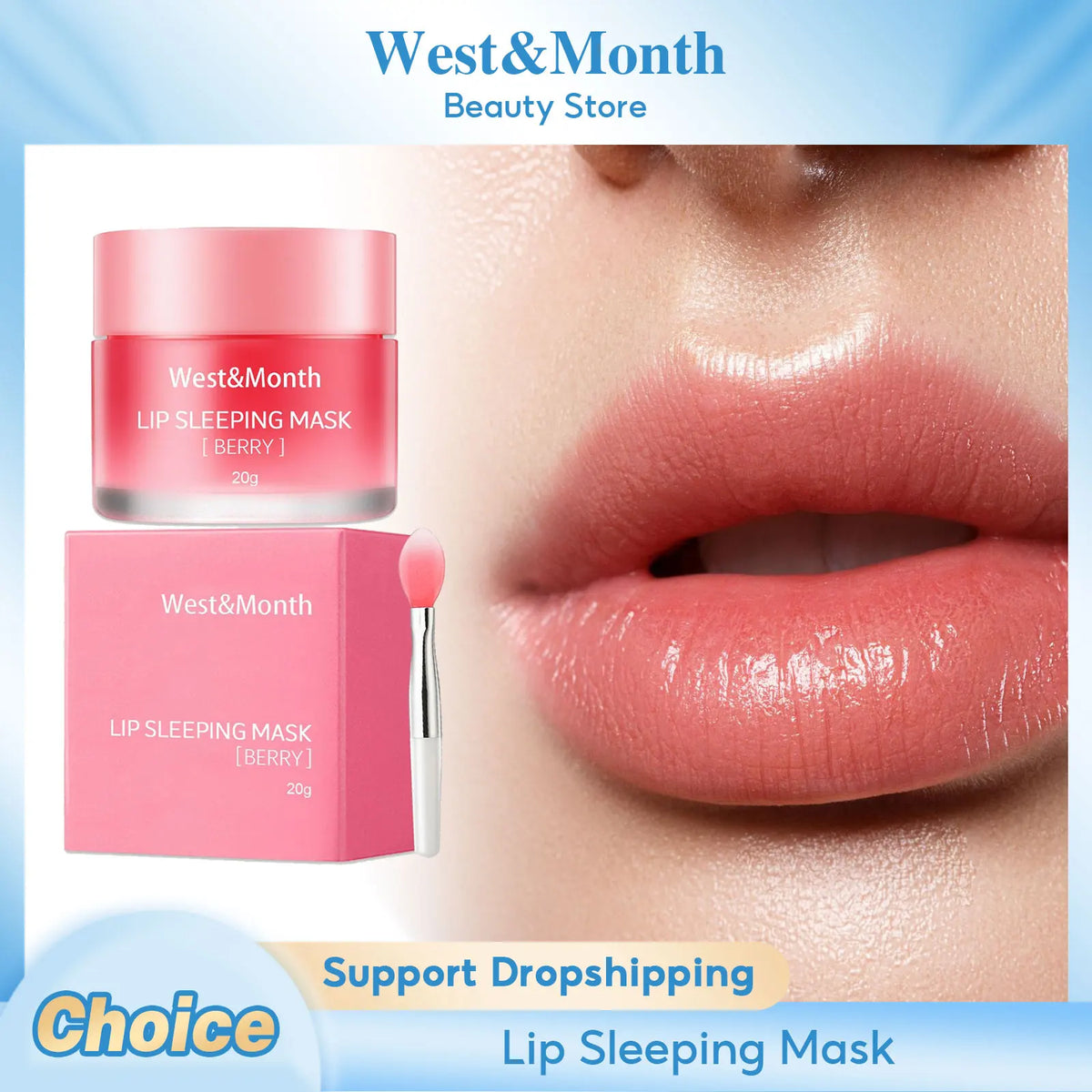 WEST MONTH Sleeping Lip Mask – Moisturizing Exfoliating Balm Sleeping Lip Mask SWANS