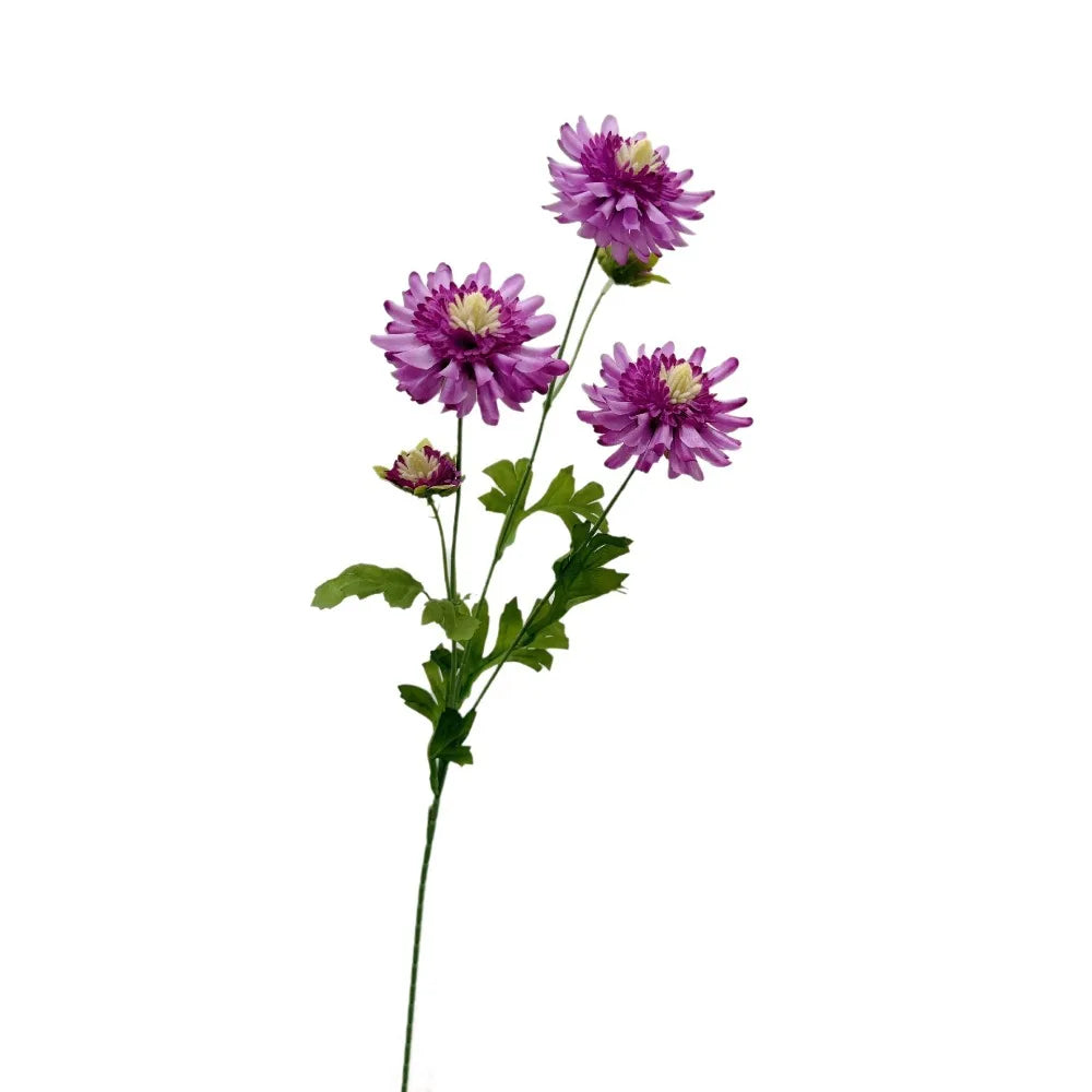 Yellow Artificial Chrysanthemum Stem – Faux Floral Décor 80cm Artificial Flower Stem SWANS Dark Purple