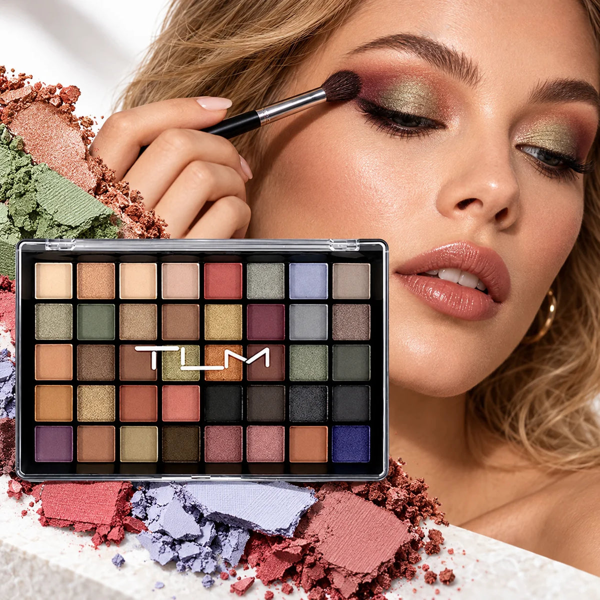 TLM 40-Color Eyeshadow Palette – Matte, Shimmer & Glitter Eyeshadow Palette SWANS 1pc United States