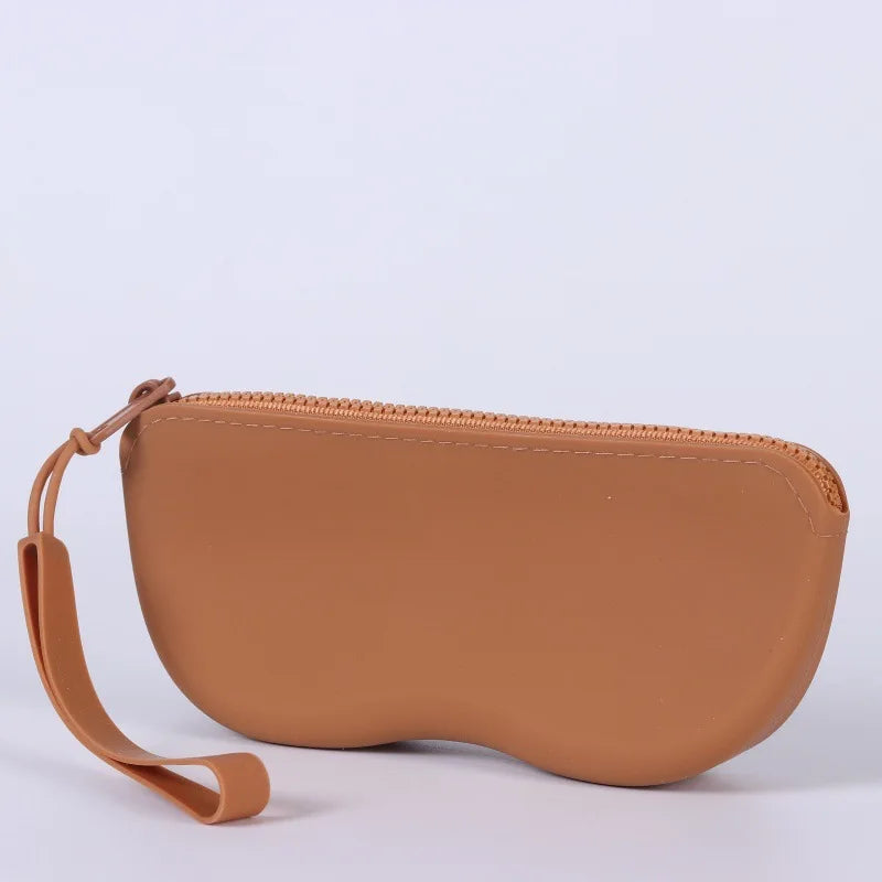 Soft Silicone Zipper Eyeglass Case – Waterproof & Dustproof Eyeglass Case SWANS Brown