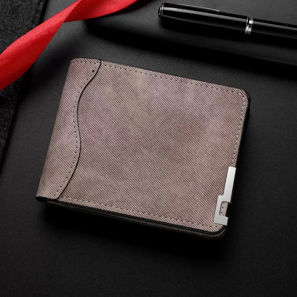 Men's Slim Bifold Wallet – Lightweight PU Canvas Horizontal Bifold Wallet SWANS Camel
