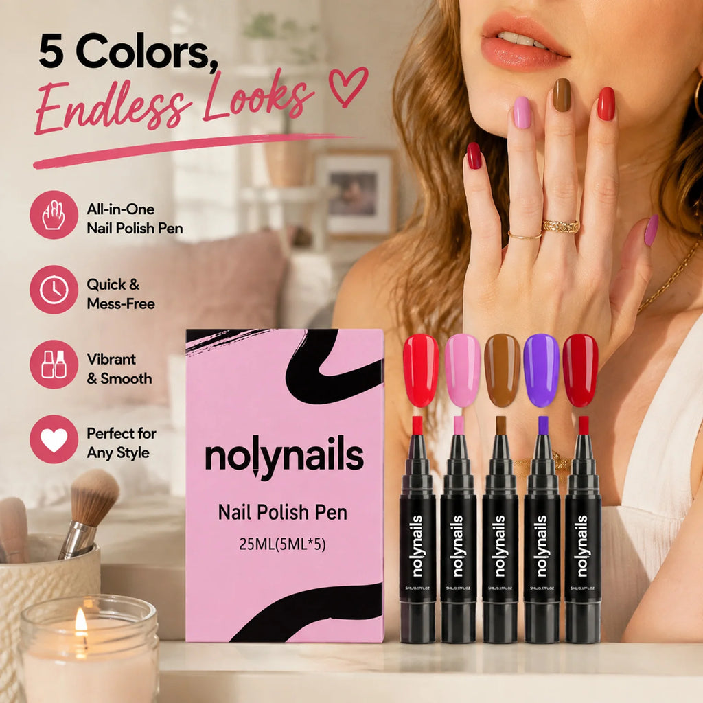5-Color Gel Nail Polish Pen Set – Quick Dry, No UV Needed Gel Nail Polish Pen SWANS