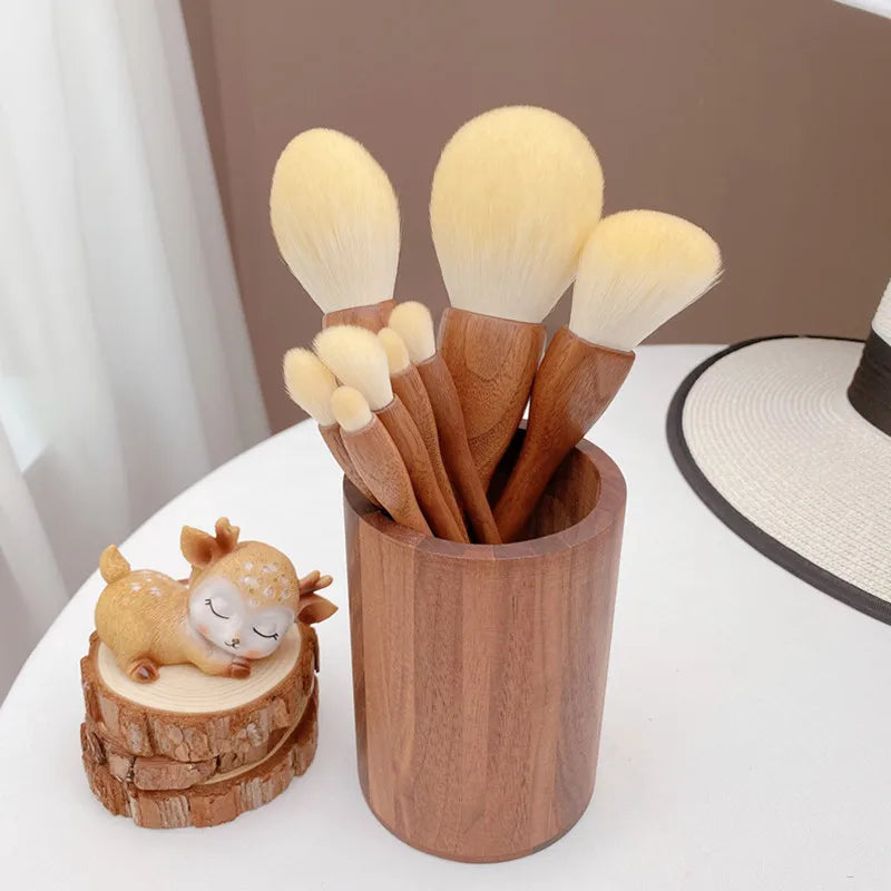 DANNYHOO Black Walnut Makeup Brush Set – 6/8/10 Pcs Makeup Brush Set SWANS