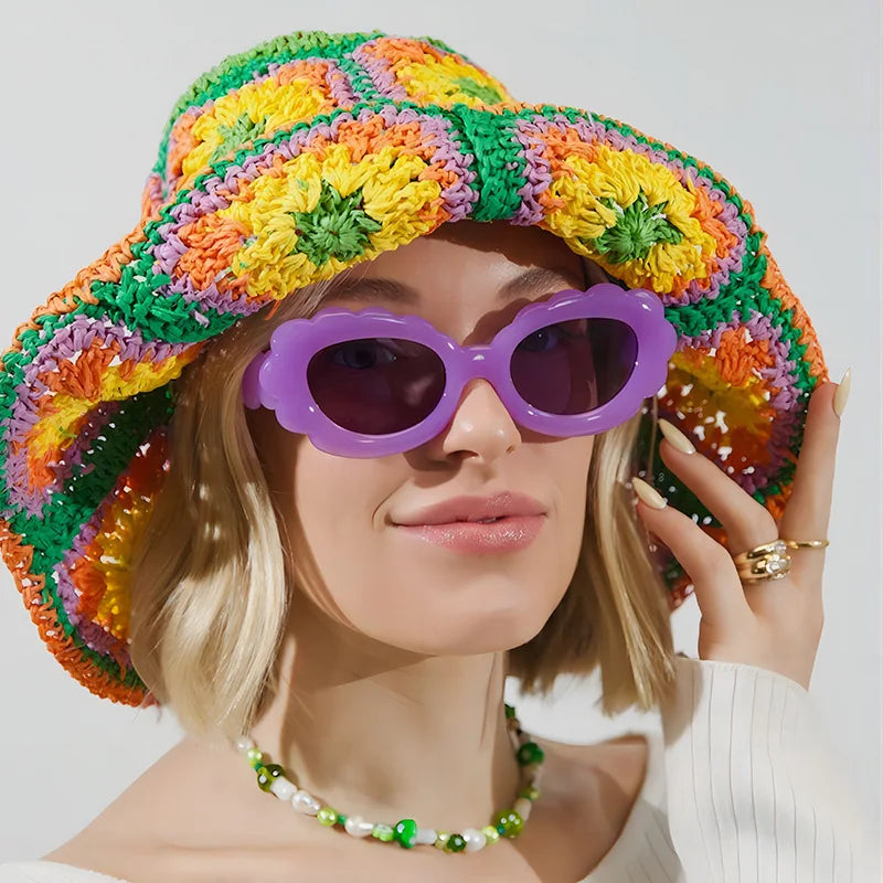 Y2K Big Frame Flower Sunglasses UV400 Punk Shades Women Fashion Sunglasses SWANS