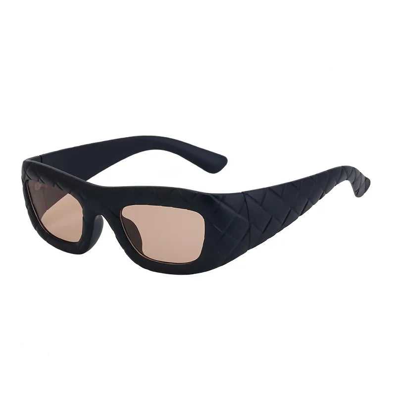 Y2K Big Frame Rhombus Sunglasses UV400 Punk Vintage Style Fashion Sunglasses SWANS Black Tea As the photo