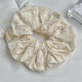 Floral Embroidered Hair Scrunchies – Light Blue & Cream Embroidered Hair Scrunchie SWANS yellow