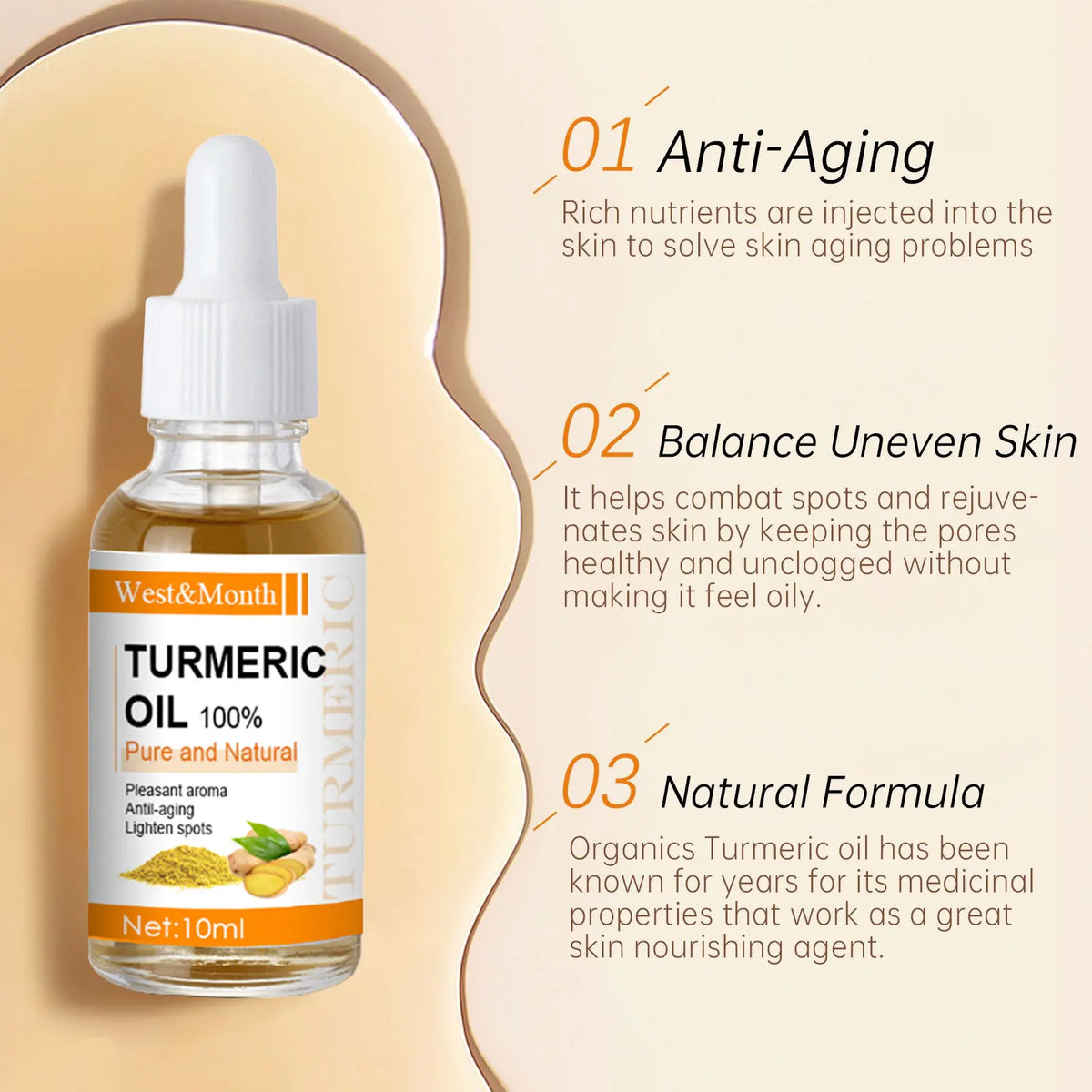 WEST MONTH Turmeric Facial Serum Oil – Brighten & Firm Skin Facial Serum Oil SWANS