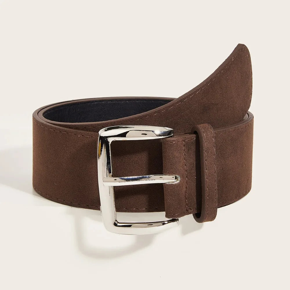 Women's Wide PU Leather Belt – Pin Buckle Dress Waistband Women's Fashion Belt SWANS Coffee