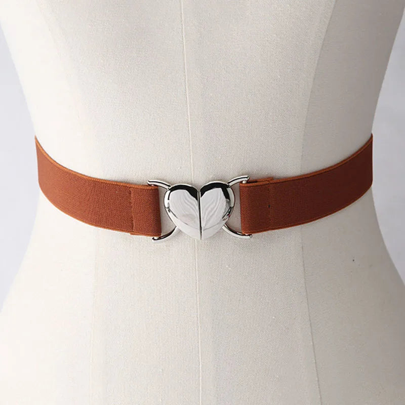 Women's Wide Elastic Belt – Gold Buckle | FAITOLAGI Women's Waist Belt SWANS B 68cm khaki 50-68cm