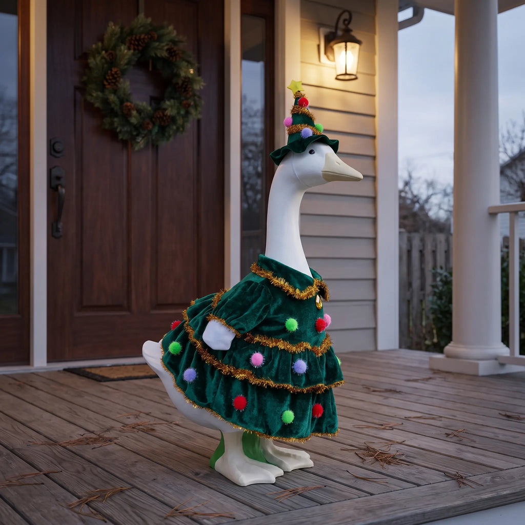 23 Inch Christmas Porch Goose Santa Outfit – Holiday Costume Holiday Goose Costume SWANS Default Title
