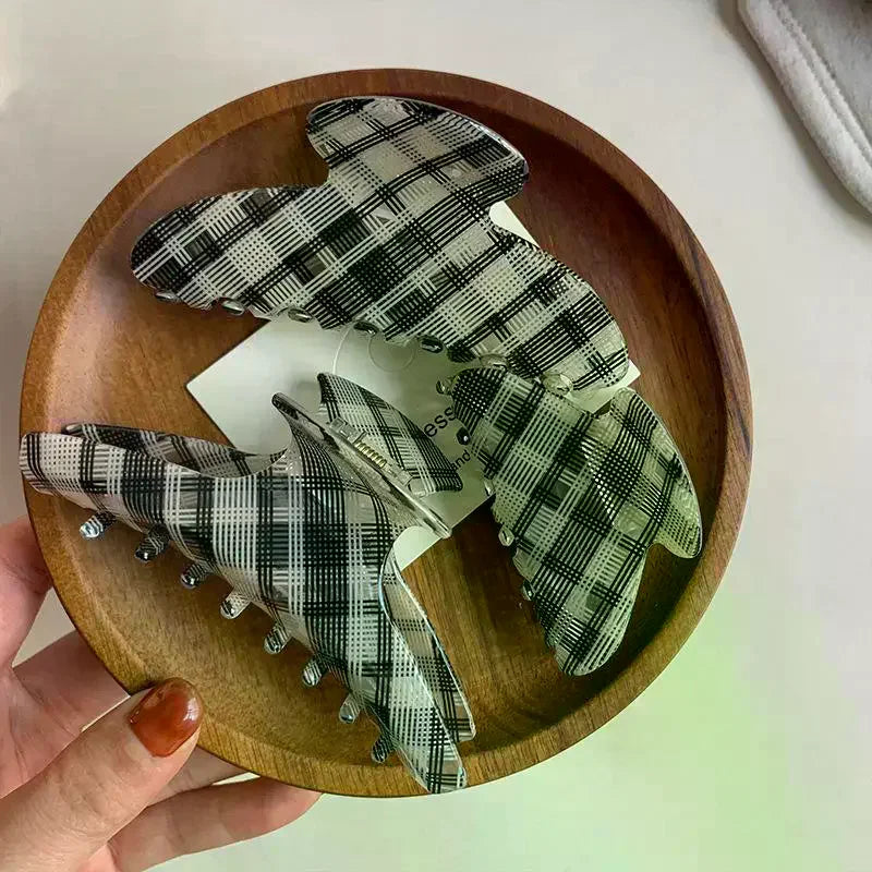 Plaid Acrylic Hair Claw Clip – Retro Vintage Style for Women Hair Claw Clip SWANS