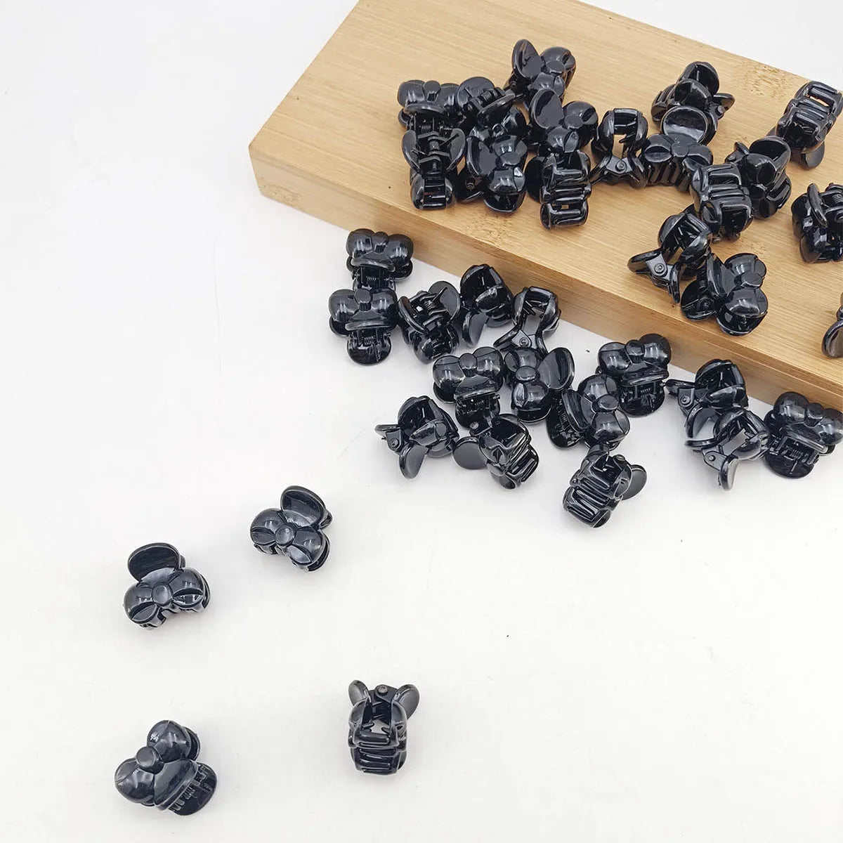 40-Pack Mini Bow Hair Claw Clips – 2cm Black & Clear Barrettes Hair Claw Clips SWANS