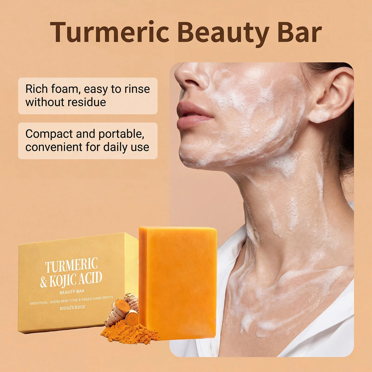 Turmeric Kojic Acid Brightening Soap – Face & Body Bar Brightening Bar Soap SWANS