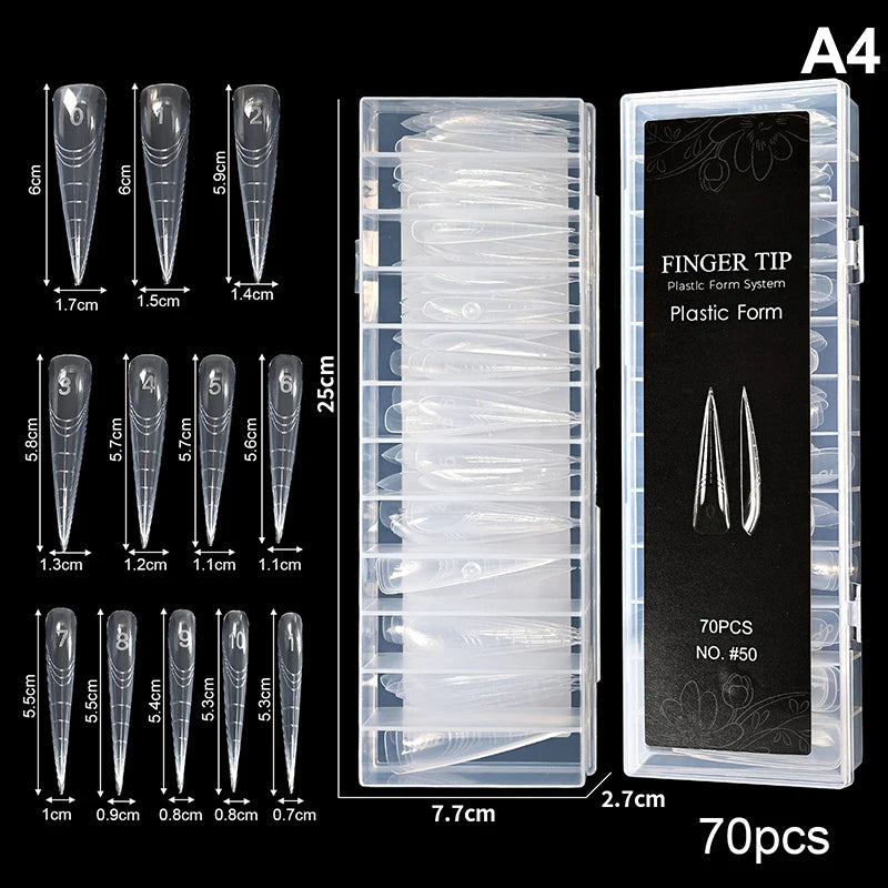 Clear Stiletto False Nail Tips 70/140/150pcs – DIY Extensions False Nail Tips SWANS A4
