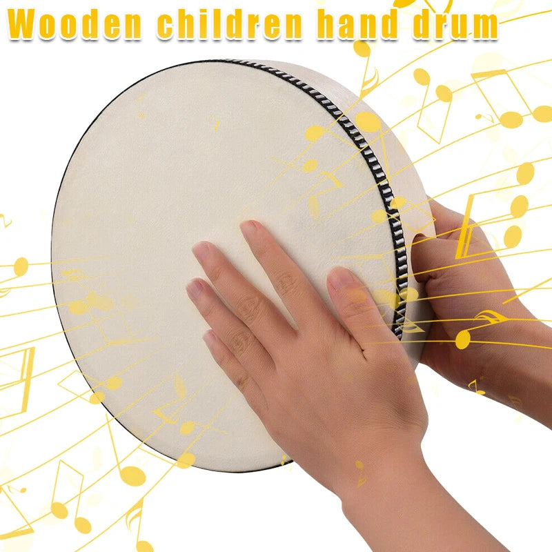 Wooden Tambourine Hand Drum – Kids Percussion Toy 4–10 Inch Kids Percussion Drum SWANS
