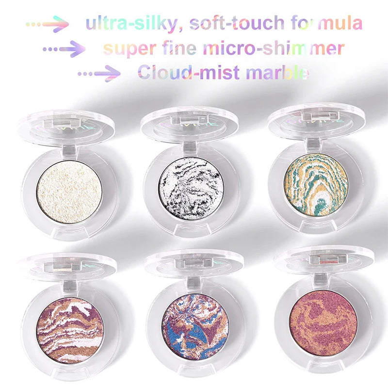 Shimmer Marble Highlighter Palette – 4-in-1 Bronzer & Eyeshadow Highlighter Palette SWANS