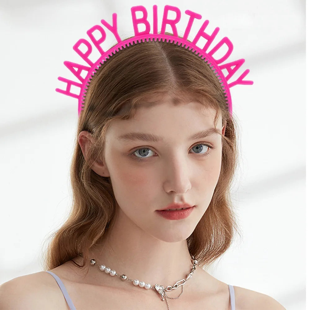 6-Pack Happy Birthday Letter Headbands | Colorful Party Props Party Headband Set SWANS