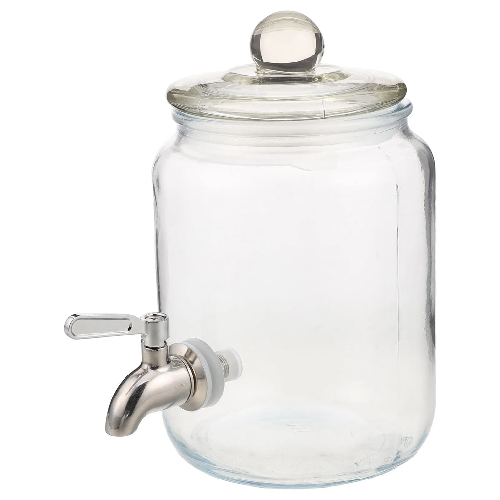 Glass Drink Dispenser 1.5L – Stainless Steel Spigot & Airtight Lid Beverage Dispenser SWANS