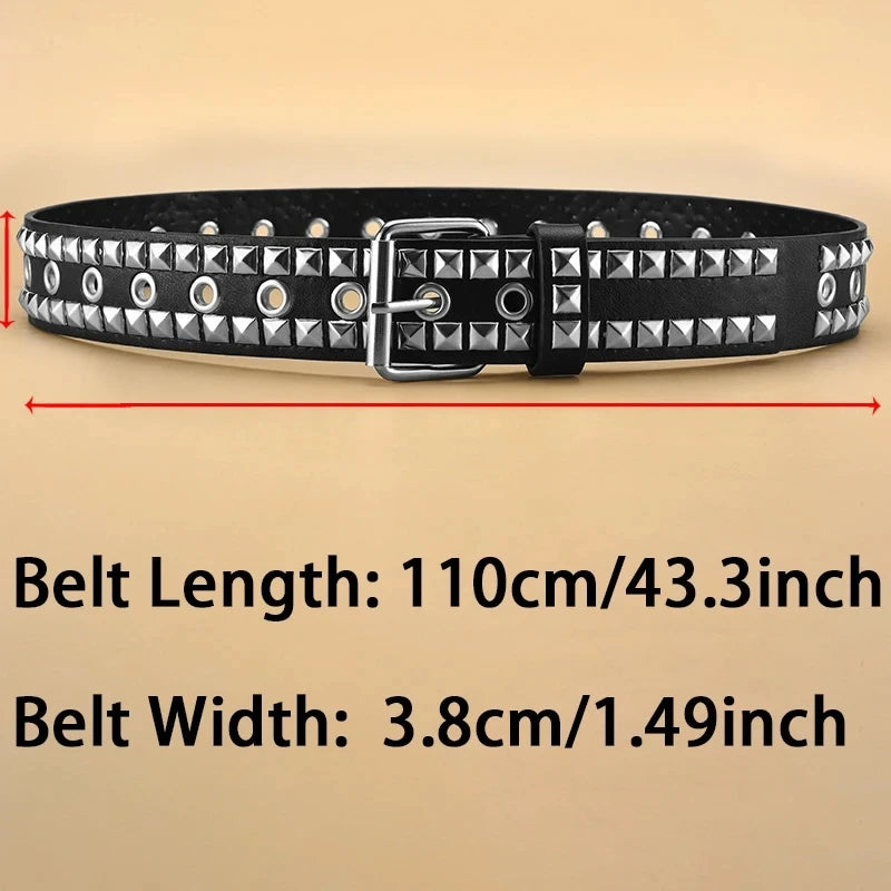 Square Bead Rivet Pyramid Belt – Unisex Punk Y2K PU Belt Rivet Punk Belt SWANS